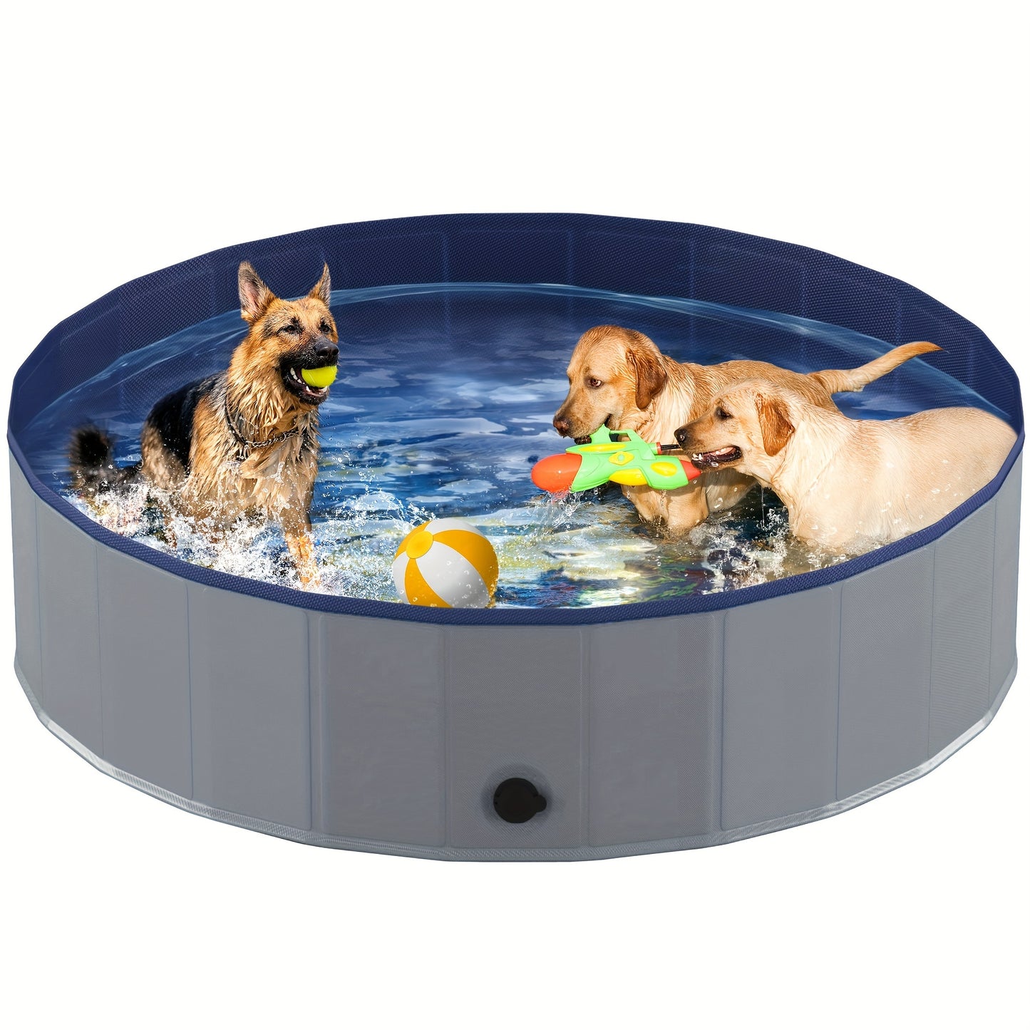 Portable Dog Pool - Foldable, Anti-Slip Pet Swimming Pool - Collapsible Hard Plastic Bath Pool for Dogs and Cats