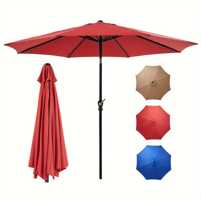 9 FT Deluxe Outdoor Umbrella - Effortless Crank & Push Button Tilt, 8-Rib Steel Construction - Durable for Pool, Beach, Yard, Residential & Commercial Use - UV Protection, All-Weather Ready