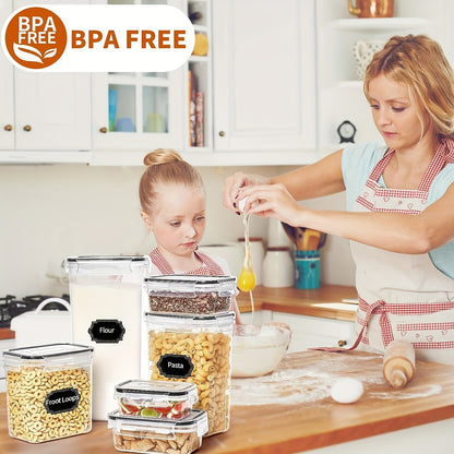 36-Pack Airtight Food Storage Containers - BPA-Free Plastic Kitchen Pantry Organizer with Lids for Flour, Sugar, Cereal - Includes Labels & Marker