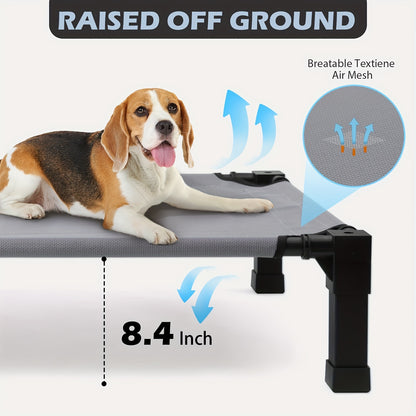 Elevated Dog Bed with Canopy - Outdoor Pet Cot with Removable Shade Tent - Portable Raised Cooling Bed for Dogs and Cats