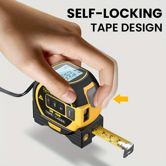 3-in-1 Laser Tape Measure - High Precision Digital Rangefinder with Steel Tape Measure