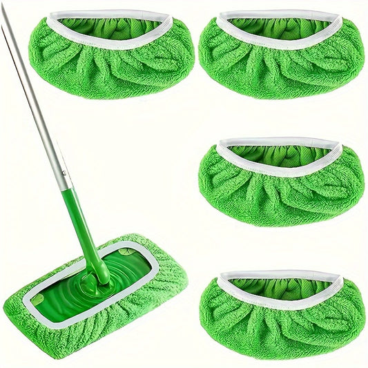 4-Pack Reusable Wet and Dry Sweeping Pads - Washable Mop Head Refills - Absorbent Soft Mopping Cloths for Home and Kitchen Cleaning