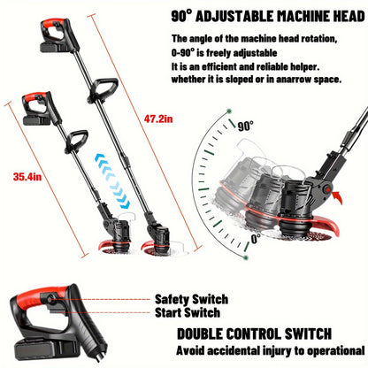 Portable Cordless Electric Lawn Mower - Lithium Battery Handheld Mower for Household Use - Multifunctional Garden Tool - Ideal for Halloween & Christmas Gifts